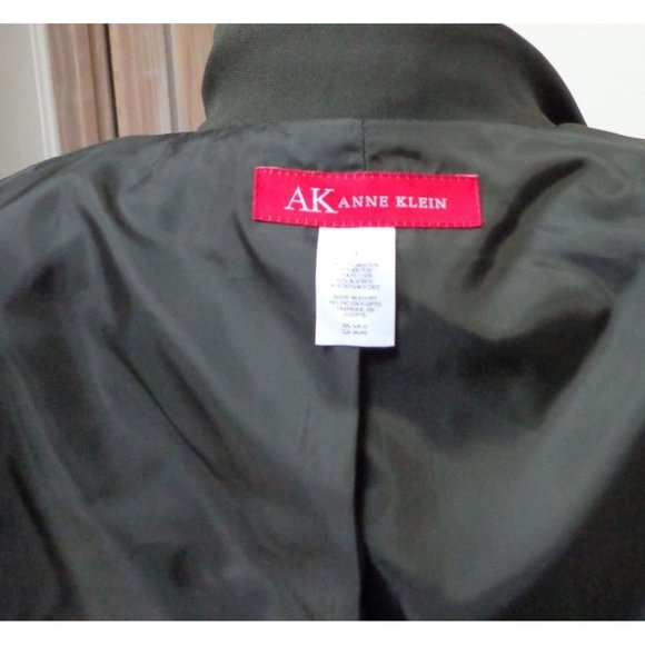 NWT - AK ANNE KLEIN Olive Polyester/Acetate Blend 3-Button Jacket Size 4 - Picture 6 of 6